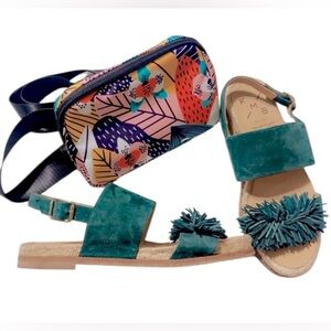 KMB Suede Fringe Slingback Sandals By Anthropologie 7.5 & NWT SHEDRAIN BELT BAG